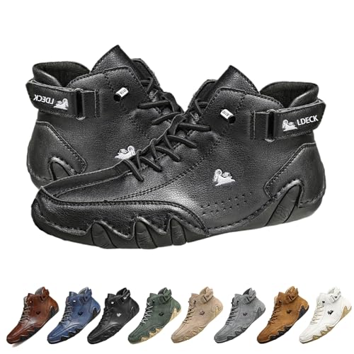 Italienische handgefertigte hohe Stiefel aus Wildleder mit Klettverschluss, Becks Schuhe Herren wasserdichte, rutschfeste, atmungsaktive Outdoor-Freizeitschuhe, Klettverschlussschuhe for Herren (Colo von ClearloveWL