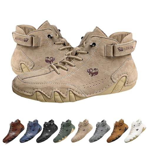 Italienische handgefertigte hohe Stiefel aus Wildleder mit Klettverschluss, Becks Schuhe Herren wasserdichte, rutschfeste, atmungsaktive Outdoor-Freizeitschuhe, Klettverschlussschuhe for Herren (Colo von ClearloveWL