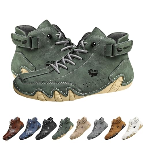 Italienische handgefertigte hohe Stiefel aus Wildleder mit Klettverschluss, Becks Schuhe Herren wasserdichte, rutschfeste, atmungsaktive Outdoor-Freizeitschuhe, Klettverschlussschuhe for Herren (Colo von ClearloveWL