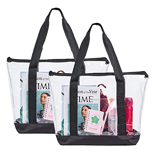 Große transparente Tragetasche, modische PVC-Schultertasche für Damen, durchsichtige Stadion-Tasche für Sicherheit, Reisen, Einkaufen, Sport und Arbeit, 2er-Pack, 2 Pack, Transparente Tasche, Große transparente Tragetasche, modische PVC-Schultertasche für Damen, durchsichtige Stadion-Tasche für Sicherheit, Reisen, Einkaufen, Sport und Arbeit, 2er-Pack, 2 Pack, Transparente Tasche, von Clearworld