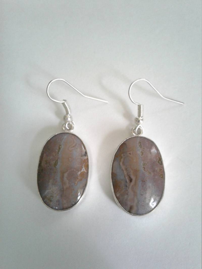 Achat Und Sterling Silber Ovale Ohrringe Achat Und Sterling Silber Ovale Ohrringe von CleavingAndWeaving