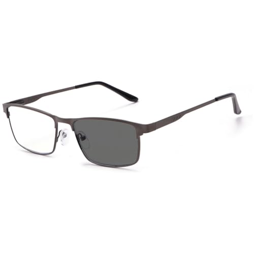 Cleemy Intelligente photochrome Brille für Kurzsichtigkeit mit Blaulichtfilter Einstärkenbrille Kurzsichtige für Männer Frauen Anit UV Sonnenbrillen (Gunmetal Grey, -2.50, Dioptrien) von Cleemy