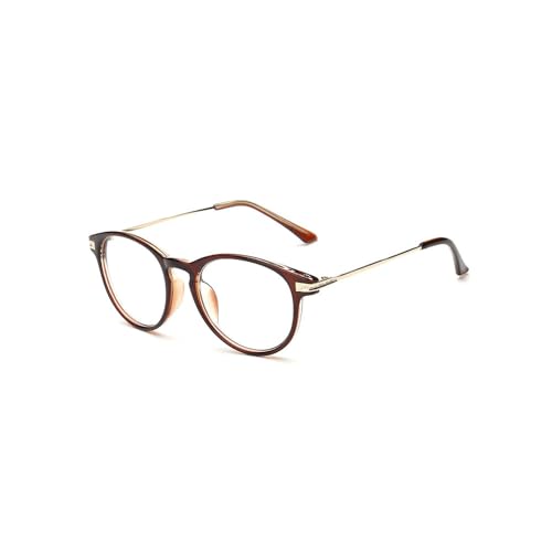 Cleemy Mode Kurzsichtige Brille Myopie Weitsichtbrille Damen Männer Retro Brille mit PC-Metallgestell (Braun, 0.5, Dioptrien) von Cleemy
