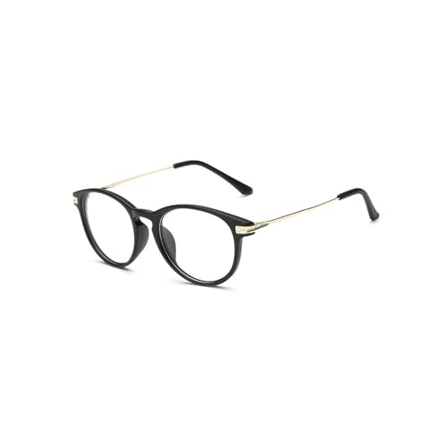 Cleemy Mode Kurzsichtige Brille Myopie Weitsichtbrille Damen Männer Retro Brille mit PC-Metallgestell (Schwarz, 5.5, Dioptrien) von Cleemy