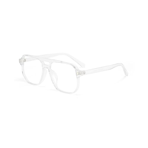 Cleemy Photochrome Brille Großes Gestell Blaulichtfilter Brille für Männer Frauen Retro Stil UV-Schutz Sonnenbrille (Transparentes Weiß) von Cleemy