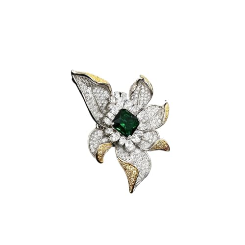 Elegante Brosche im Retro-Stil, blühende Blume, Schmetterling, Magnetschnalle, luxuriös und exquisit, Mikro-Intarsien-Zirkonia, Einheitsgröße von Cleer Kaen