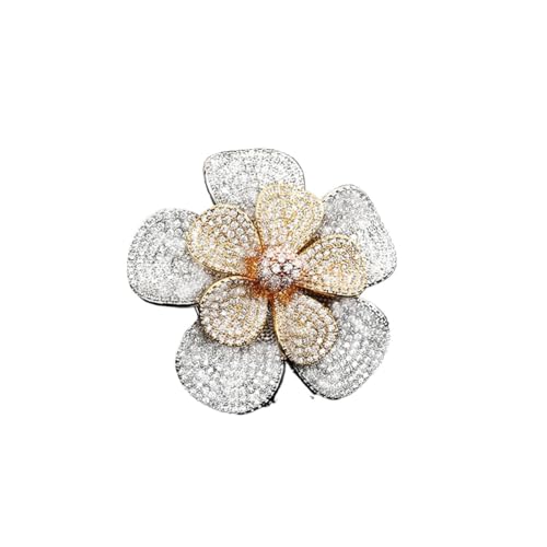 Vielseitige süße Temperament Kamelie Rose Magnetschnalle Brosche für Frauen Retro Mikro-Intarsien Zirkon Corsage Zubehör, Einheitsgröße von Cleer Kaen