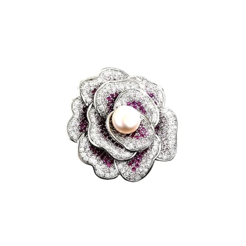 Vielseitige süße Temperament Kamelie Rose Magnetschnalle Brosche für Frauen Retro Mikro-Intarsien Zirkon Corsage Zubehör, Einheitsgröße Vielseitige süße Temperament Kamelie Rose Magnetschnalle Brosche für Frauen Retro Mikro-Intarsien Zirkon Corsage Zubehör, Einheitsgröße von Cleer Kaen