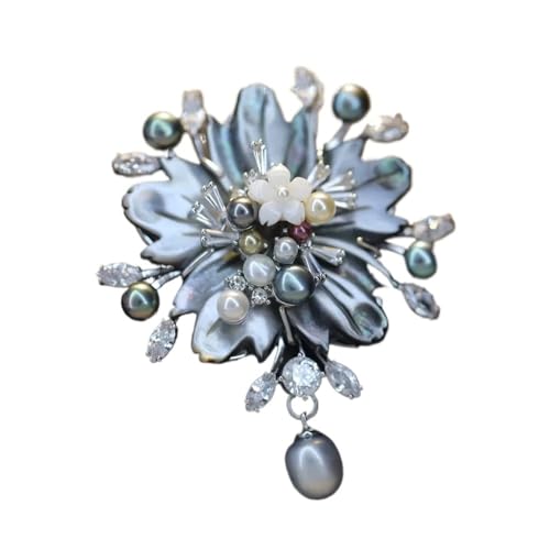 Zarte türkisfarbene Blumenbrosche High-End-Damen-Süßwasserperle Emaille Pfingstrosen Broschen bewegliche Trauben Pins, Einheitsgröße Zarte türkisfarbene Blumenbrosche High-End-Damen-Süßwasserperle Emaille Pfingstrosen Broschen bewegliche Trauben Pins, Einheitsgröße von Cleer Kaen