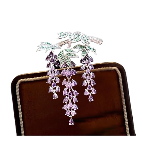 Zarte türkisfarbene Blumenbrosche High-End-Damen-Süßwasserperle Emaille Pfingstrosen Broschen bewegliche Trauben Pins, Einheitsgröße von Cleer Kaen