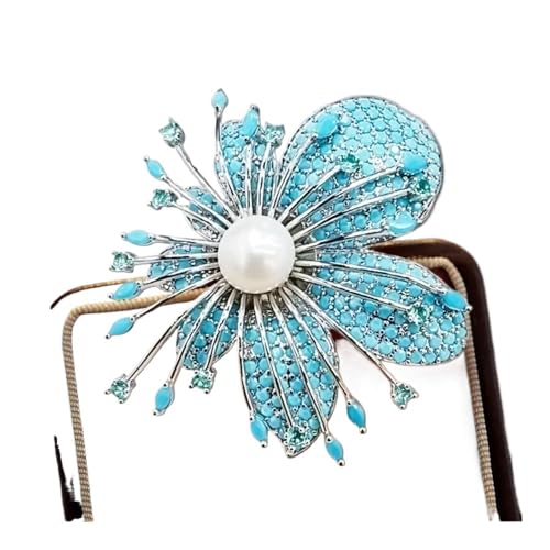 Zarte türkisfarbene Blumenbrosche High-End-Damen-Süßwasserperle Emaille Pfingstrosen Broschen bewegliche Trauben Pins, Einheitsgröße Zarte türkisfarbene Blumenbrosche High-End-Damen-Süßwasserperle Emaille Pfingstrosen Broschen bewegliche Trauben Pins, Einheitsgröße von Cleer Kaen