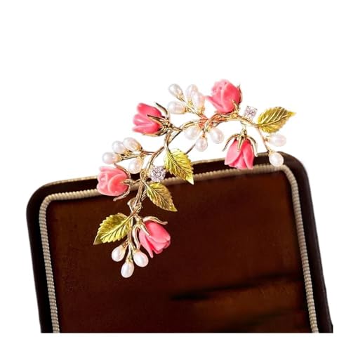Zarte türkisfarbene Blumenbrosche High-End-Damen-Süßwasserperle Emaille Pfingstrosen Broschen bewegliche Trauben Pins, Einheitsgröße Zarte türkisfarbene Blumenbrosche High-End-Damen-Süßwasserperle Emaille Pfingstrosen Broschen bewegliche Trauben Pins, Einheitsgröße von Cleer Kaen