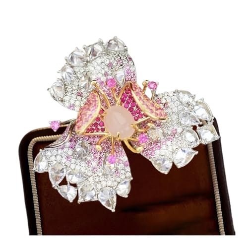 Zarte türkisfarbene Blumenbrosche High-End-Damen-Süßwasserperle Emaille Pfingstrosen Broschen bewegliche Trauben Pins, Einheitsgröße von Cleer Kaen