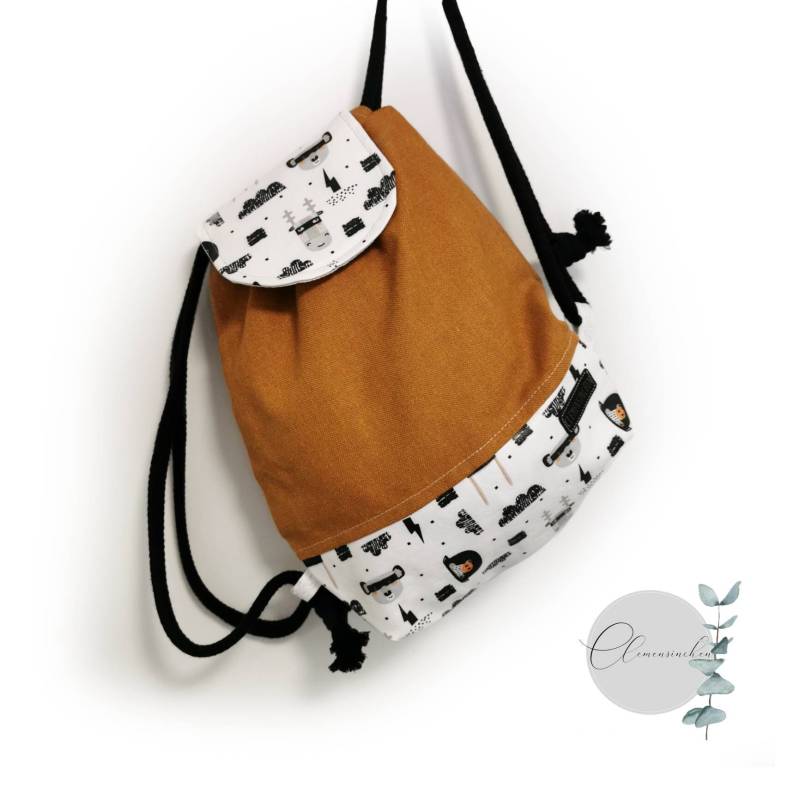 Kinder Rucksack Beutel Kindergartenrucksack Krippe Tasche Kitarucksack Bag "Wal" Meer Senf Blau Unikat Einzelstück Lieblingsmensch Superheld von Clemensinchen