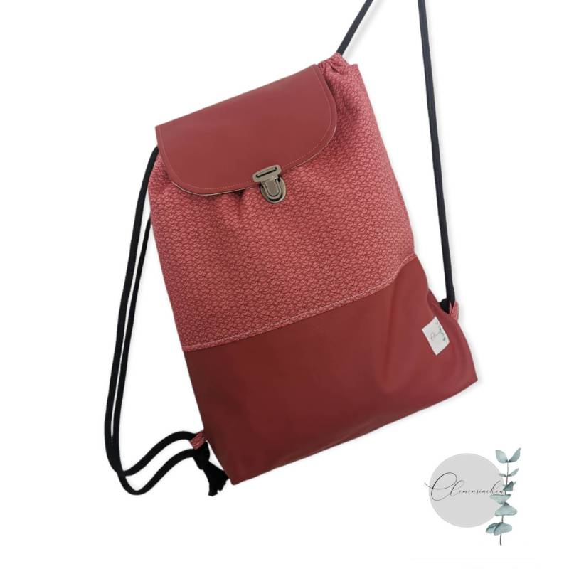 Rucksack Damen Kinder Sportbeutel Shopper Bag Bagpack Kitarucksack Kinderrucksack Turnbeutel Rot Blätter "Lieblingskind" Lieblingsmensch von Clemensinchen