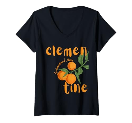 Damen Clementine Le Clementine d'Italia Clementinen T-Shirt mit V-Ausschnitt Damen Clementine Le Clementine d'Italia Clementinen T-Shirt mit V-Ausschnitt von Clementia le clementine d'Italia Clementines