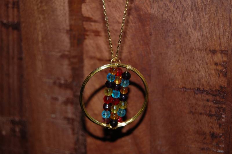 Golddraht Gewickelt Anhänger Halskette Mit Bunten Perlen Und 24 "Goldkette Golddraht Gewickelt Anhänger Halskette Mit Bunten Perlen Und 24 "Goldkette von ClementineAdornments