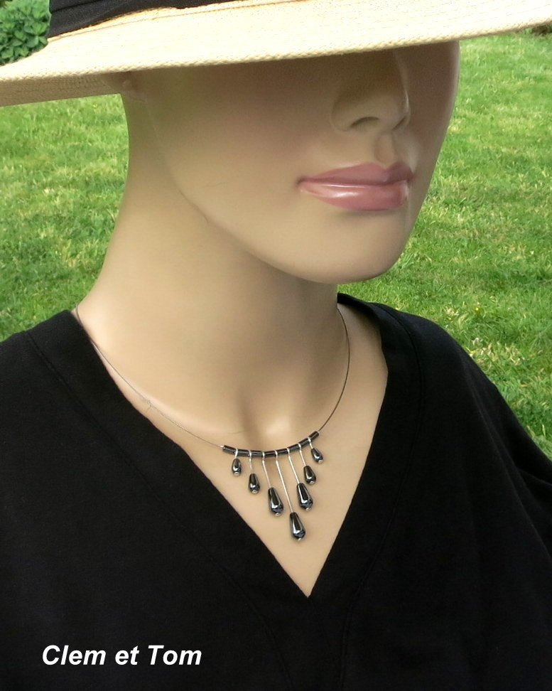 Hämatit-Halskette, Schwarzer Naturstein, Tropfenform, Runde Perlen, Würfel, Schicke Halskette, Nüchterner Und Feiner Schmuck Hämatit-Halskette, Schwarzer Naturstein, Tropfenform, Runde Perlen, Würfel, Schicke Halskette, Nüchterner Und Feiner Schmuck von ClemetTom