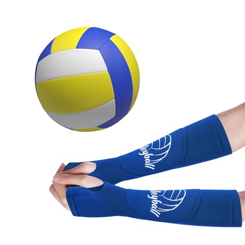 Cleminsta Volleyball Armmanschetten Armschoner Kinder Sportarmbänder Unterarm Kompressionsmanschette Volleyball Armstulpen Ärmel Elastische Volleyball Sport Handgelenkstütze (Blau, M) von Cleminsta