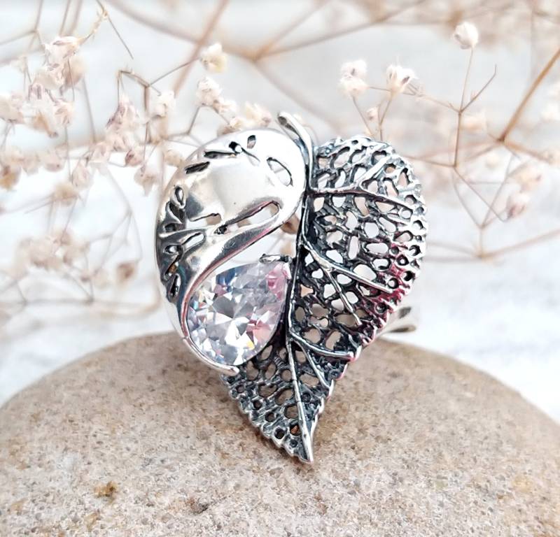 Blatt Schmuck Vintage Ring Art Deco 925Er Sterling Silber Viktorianisch 8 Blatt Schmuck Vintage Ring Art Deco 925Er Sterling Silber Viktorianisch 8 von Cleopatravintage