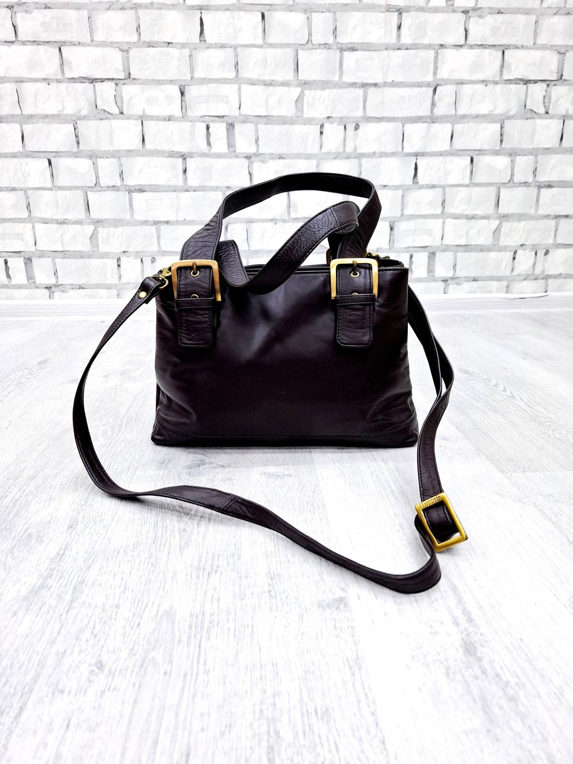 Visconti Damen Ledertasche Braune Vintage Henkeltasche Boho von Cleopatravintage