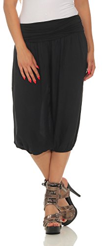 CLEO STYLE Kurze Damen Bermuda, leichte luftige Haremshose für den Sommer, Kurze Hose für Freizeit und Strand 2407 (Schwarz) von CLEO STYLE