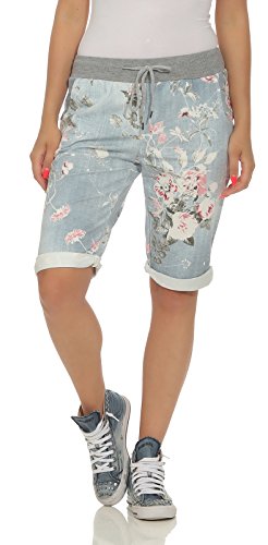 CLEO STYLE Kurze Damen Bermuda, leichte luftige Hose für den Sommer, kurzer Jogger für Freizeit und Strand 9 (Hellblau) von CLEO STYLE