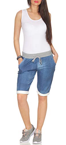 CLEO STYLE Kurze Damen Sweat Bermuda, leichte Shorts für den Sommer, kurzer Jogger für Freizeit und Strand 30 (36-40, Modell 13) von CLEO STYLE