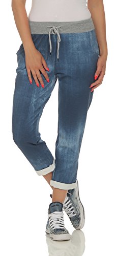 CLEOSTYLE angesagte Damen Jogginhose im Boyfriend-Style für Freizeit, Sport und Fitness 9-2 (Blau) von CLEO STYLE