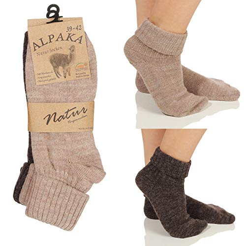 Cleostyle - Collection Alpaka Herren Damen Socken, extra warme Winterstrümpfe Natur 17 (35-38, Beige/Braun Umschlag) von Cleostyle - Collection