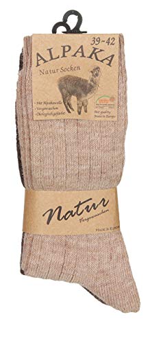 Cleostyle - Collection Alpaka Herren Damen Socken, extra warme Winterstrümpfe Natur 17 (39-42, Beige/Braun Dünn) von Cleostyle - Collection