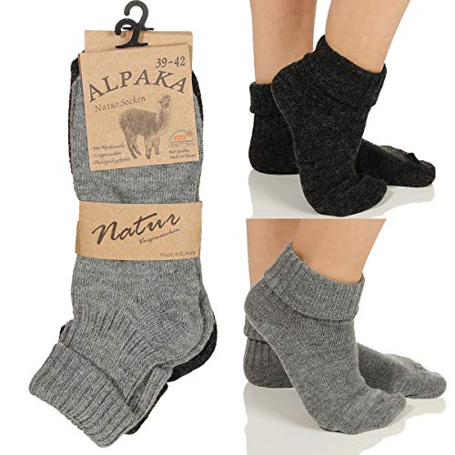 Cleostyle - Collection Alpaka Herren Damen Socken, extra warme Winterstrümpfe Natur 17 (39-42, Grau/Anthra Umschlag) von Cleostyle - Collection