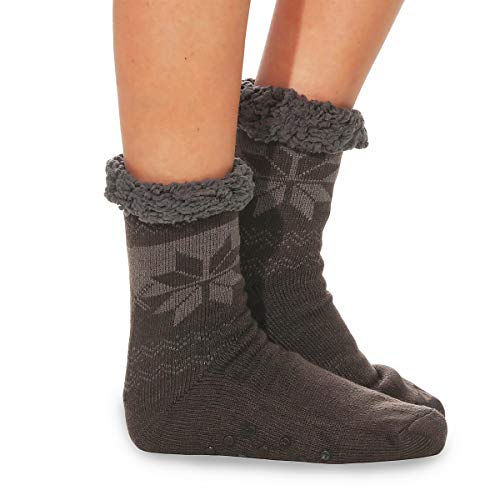 Cleostyle - Collection warme Hüttensocken/Hausschuhe mit ABS Sohle für Herren 71 (One Size (42-47), Braun/Stern) von Cleostyle - Collection