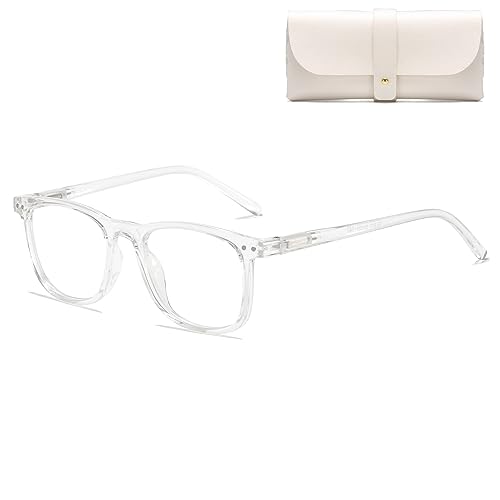 Cleoxyge Blaulichtfilter Brille Ohne Sehstärke für Damen-Herren,Metallrahmen Anti Blaulicht UV400-Schutz PC Gaming Mit Brillenetuis und Brillenputztuch Fake Brille (C02-Transparent) von Cleoxyge