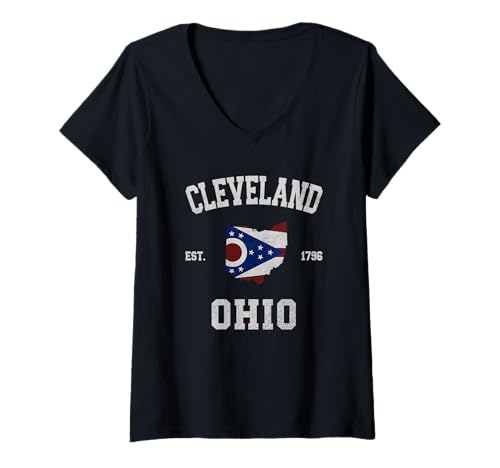 Damen Cleveland, Ohio T-Shirt mit V-Ausschnitt Damen Cleveland, Ohio T-Shirt mit V-Ausschnitt von Cleveland, Ohio Designs 0825