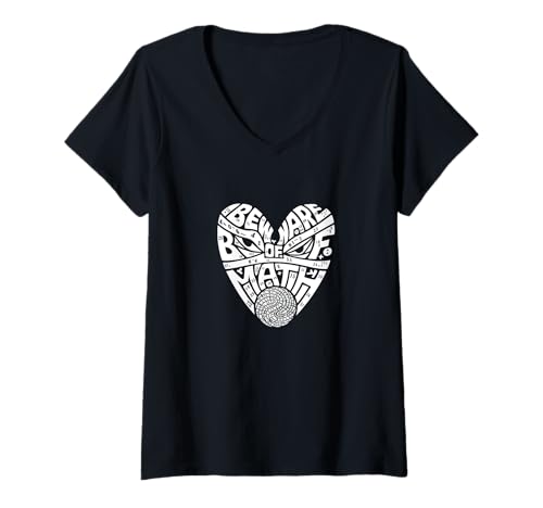 Damen Beware of Math - Lustiger Mathematiklehrer Spruch T-Shirt mit V-Ausschnitt Damen Beware of Math - Lustiger Mathematiklehrer Spruch T-Shirt mit V-Ausschnitt von Clever Math Humor for Teachers & Nerds