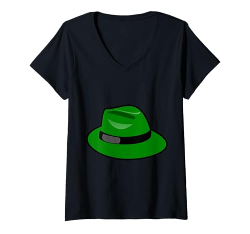Damen Fedora-Hut T-Shirt mit V-Ausschnitt von Clever Witty Fedora Designs
