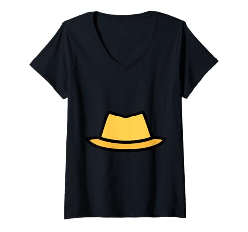 Damen Fedora-Hut T-Shirt mit V-Ausschnitt von Clever Witty Fedora Designs