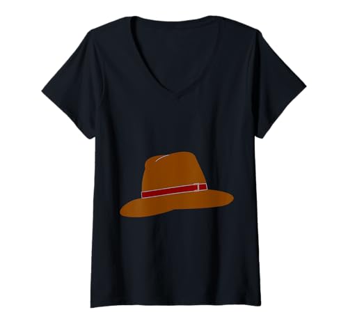 Damen Fedora-Hut T-Shirt mit V-Ausschnitt von Clever Witty Fedora Designs