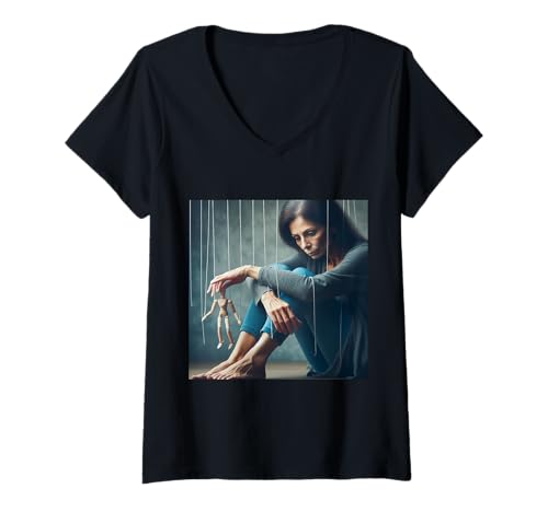 Damen Gasbeleuchtung - Gasbeleuchtung T-Shirt mit V-Ausschnitt von Clever Witty Gaslighting Designs