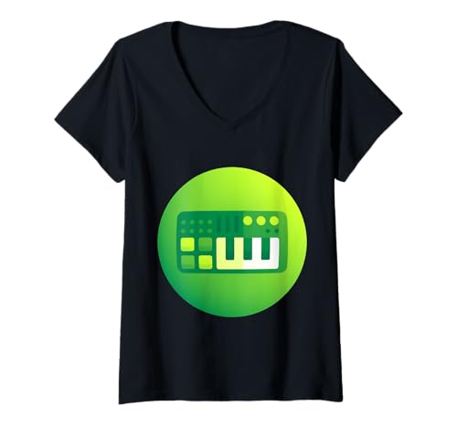 Damen MIDI-Keyboard-Controller - Synthesizer Retro T-Shirt mit V-Ausschnitt Damen MIDI-Keyboard-Controller - Synthesizer Retro T-Shirt mit V-Ausschnitt von Clever Witty Midi Keyboard Designs