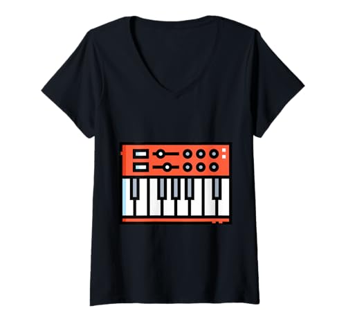 Damen MIDI-Keyboard-Controller - Synthesizer Retro T-Shirt mit V-Ausschnitt Damen MIDI-Keyboard-Controller - Synthesizer Retro T-Shirt mit V-Ausschnitt von Clever Witty Midi Keyboard Designs