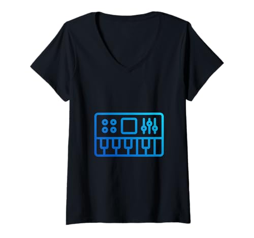 Damen MIDI-Keyboard-Controller - Synthesizer Retro T-Shirt mit V-Ausschnitt Damen MIDI-Keyboard-Controller - Synthesizer Retro T-Shirt mit V-Ausschnitt von Clever Witty Midi Keyboard Designs