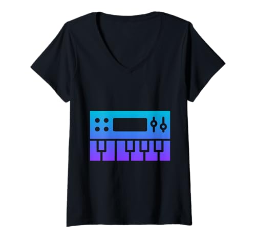 Damen MIDI-Keyboard-Controller - Synthesizer Retro T-Shirt mit V-Ausschnitt Damen MIDI-Keyboard-Controller - Synthesizer Retro T-Shirt mit V-Ausschnitt von Clever Witty Midi Keyboard Designs