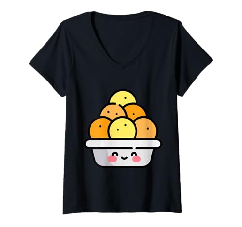 Damen Mithai Laddu Ladoo indische Dessert Süßigkeiten T-Shirt mit V-Ausschnitt Damen Mithai Laddu Ladoo indische Dessert Süßigkeiten T-Shirt mit V-Ausschnitt von Clever Witty Mithai Designs