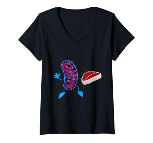 Damen Mitochondrien Cellular Biology Energy ATP Steak T-Shirt mit V-Ausschnitt Damen Mitochondrien Cellular Biology Energy ATP Steak T-Shirt mit V-Ausschnitt von Clever Witty Mitochondria Designs