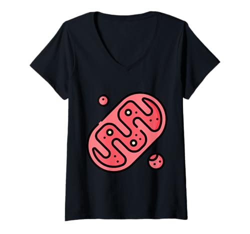 Damen Mitochondrien Zellbiologie Energie ATP T-Shirt mit V-Ausschnitt von Clever Witty Mitochondria Designs