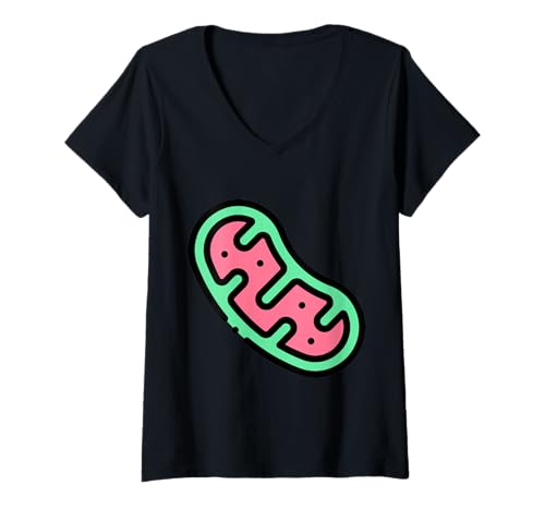 Damen Mitochondrien Zellbiologie Energie ATP T-Shirt mit V-Ausschnitt Damen Mitochondrien Zellbiologie Energie ATP T-Shirt mit V-Ausschnitt von Clever Witty Mitochondria Designs