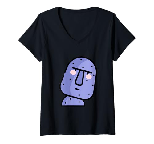 Damen Moai Head Osterinsel Chili T-Shirt mit V-Ausschnitt Damen Moai Head Osterinsel Chili T-Shirt mit V-Ausschnitt von Clever Witty Moai Designs