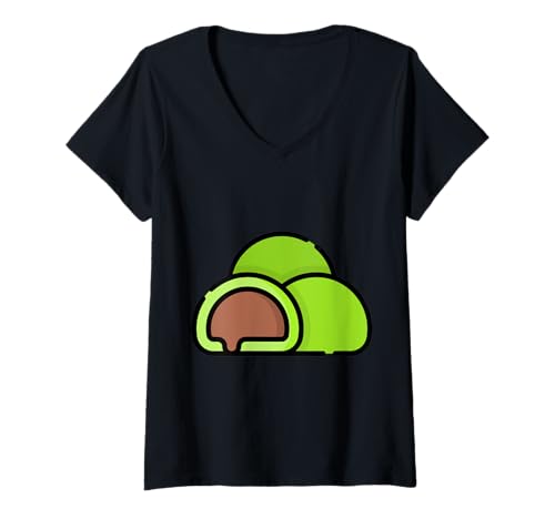 Damen Wirklich wie Mochi Sweet New Year Dessert T-Shirt mit V-Ausschnitt von Clever Witty Mochi Designs